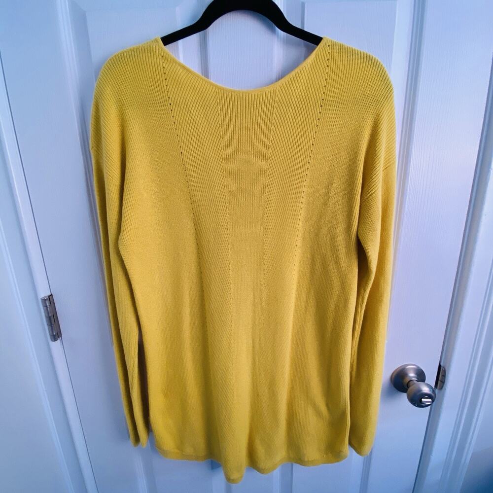 Talbots Sweater Womens Large Cashmere Blend Pointelle Pullover Yellow Preppy Lux